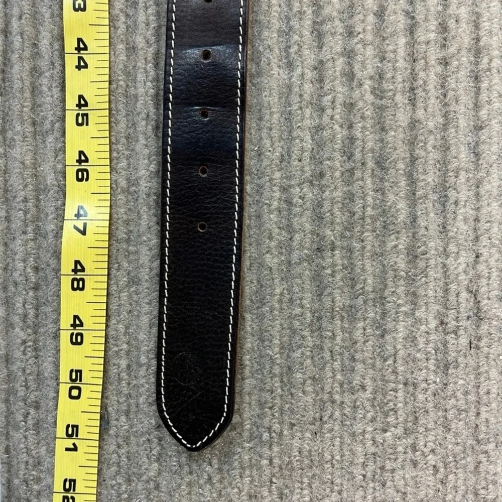 Timberland Mens Dark Brown Leather Belt Contrast Stitch Gunmetal Buckle Size 44